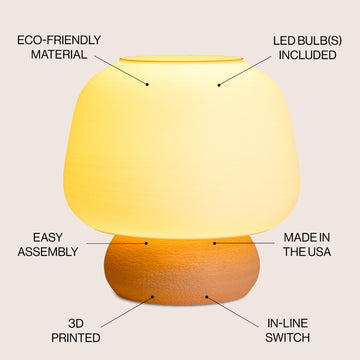 Mushroom Modern Classic Plant-Based PLA 3D Printed Dimmable LED Table Lamp